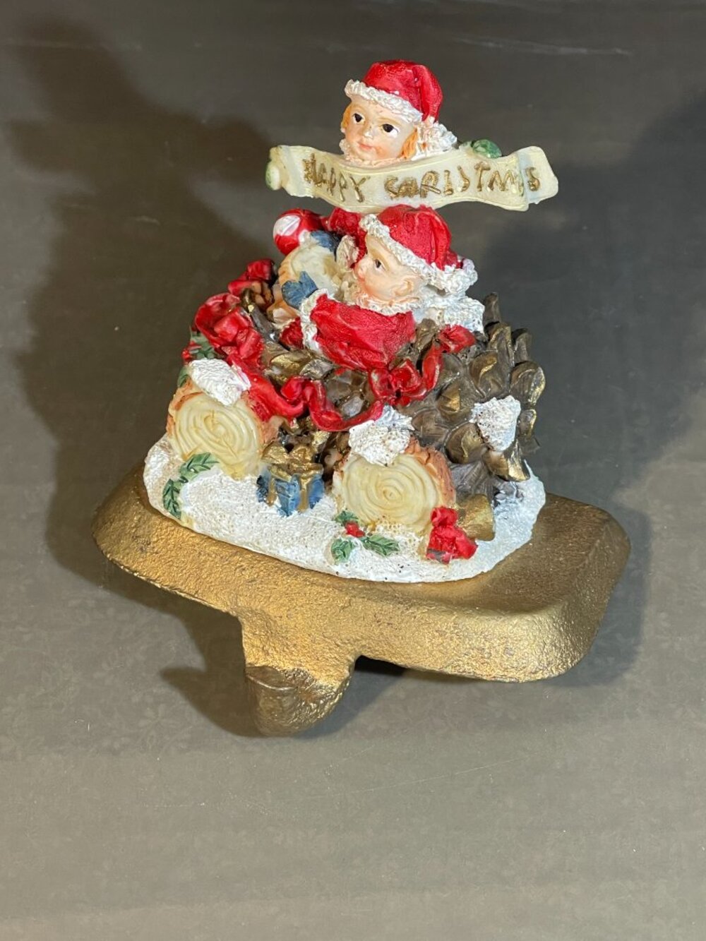 Vintage K's Collection Snowman Christmas Stocking Holder Cast Iron (806)